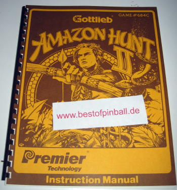 Amazon Hunt II Game Manual (Gottlieb) - zum Schließen ins Bild klicken